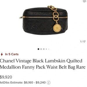 Authentic RARE CHANEL 1991 runway black chain medallion bum bag waist bag